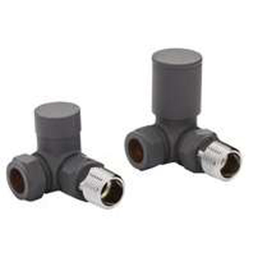 Corner Radiator Valves, Textured grey