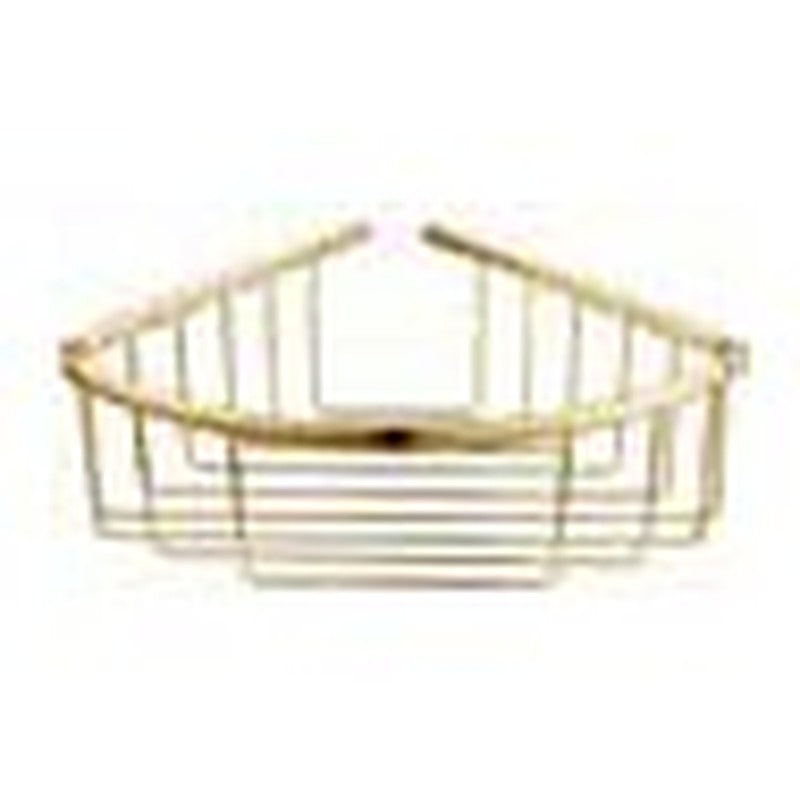 Corner shower basket in brushed brass