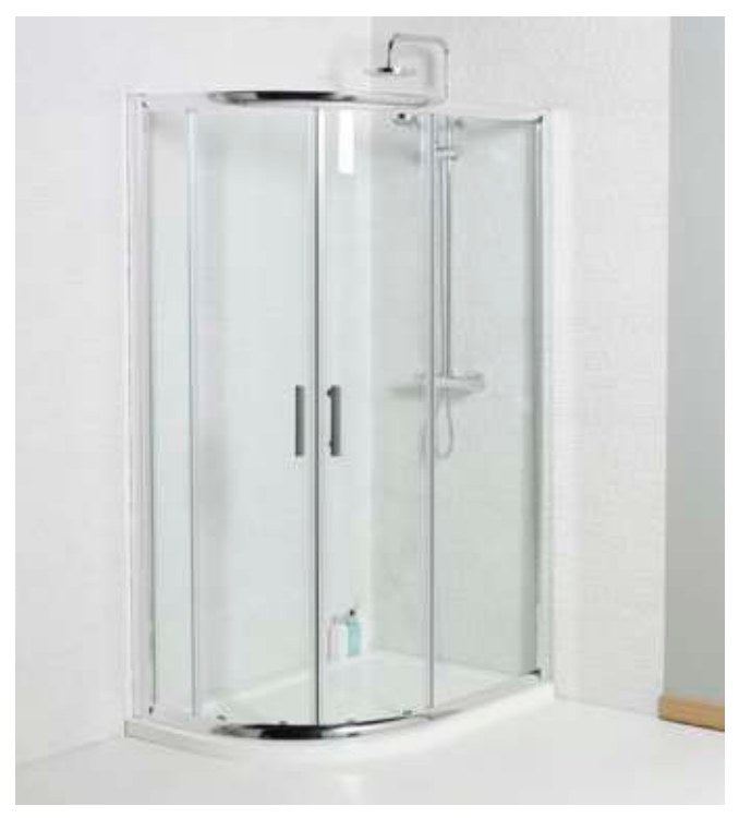 Corsa Quadrant Shower Enclosure, 900 x 760mm offset quadrant