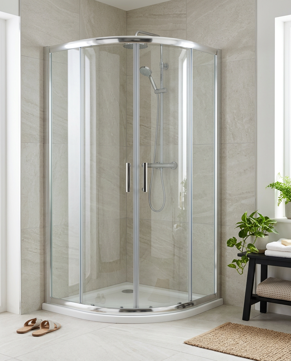 Corsa Quadrant Shower Enclosure in a bright modern bathroom