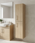 Cotsford 1500mm Wall Hung Tall Storage Unit in a bright modern bathroom
