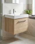Cotsford 600mm Wall Hung Vanity Unit & Basin, 1 Drawer + Hidden Drawer in a bright modern bathroom