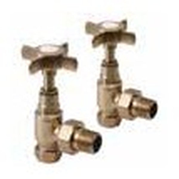 Crosshead Radiator Valves (Pair) – Angled Brushed Brass