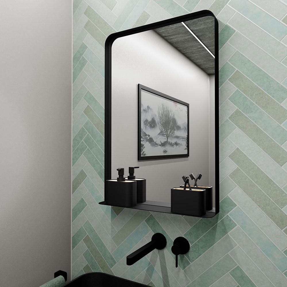 City Mirror with Shelf 50 Black - 50x75cm