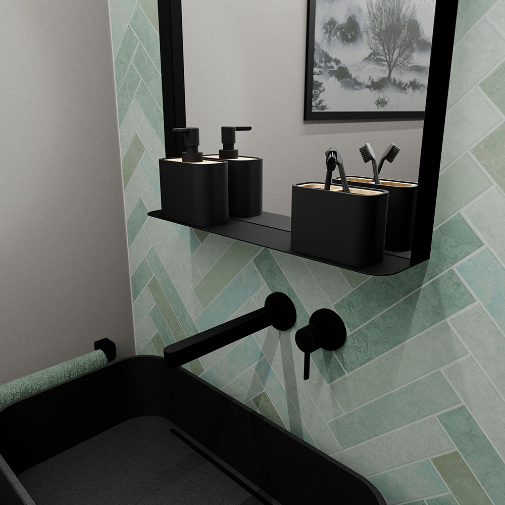 City Mirror with Shelf 50 Black - 50x75cm