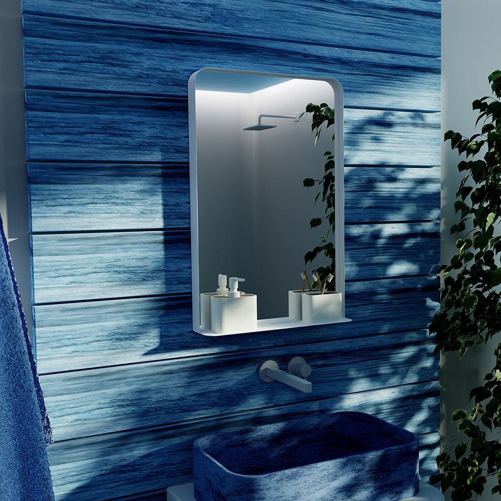 City Mirror with Shelf 50 White - 50x75cm