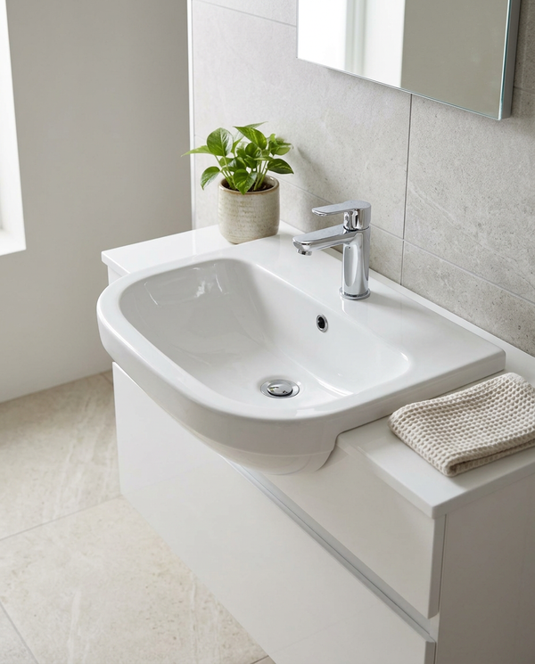 Duravit D-Code 550 Semi-Recessed Basin
