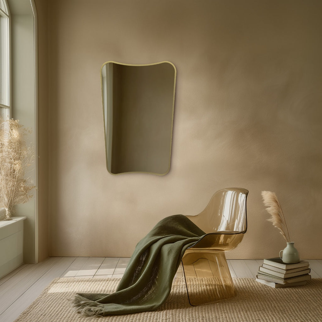Delphine Curve Mirror 60x90cm - Brushed Brass