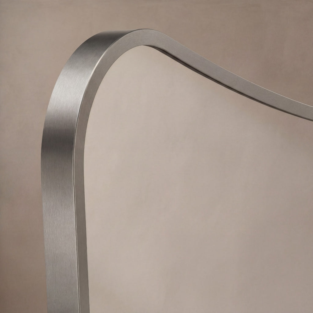 Delphine Curve Mirror 120x70cm - Brushed Nickel