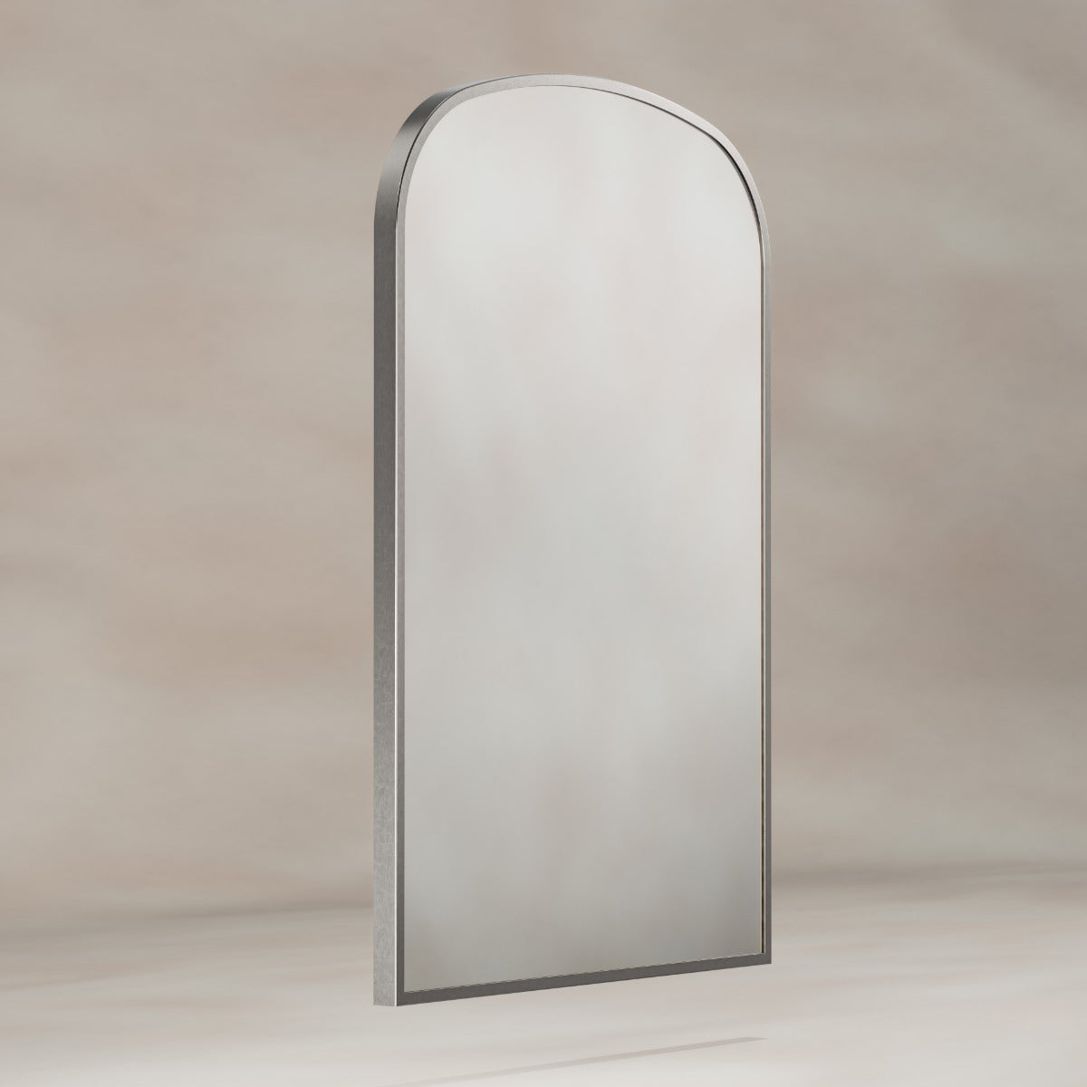 Delphine Overmantel Arch Mirror 60x90cm - Brushed Nickel