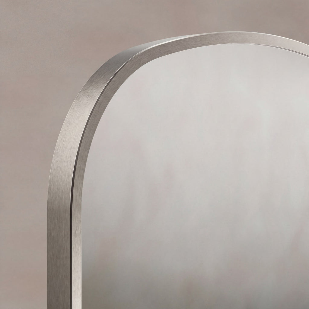Delphine Overmantel Arch Mirror 60x90cm - Brushed Nickel