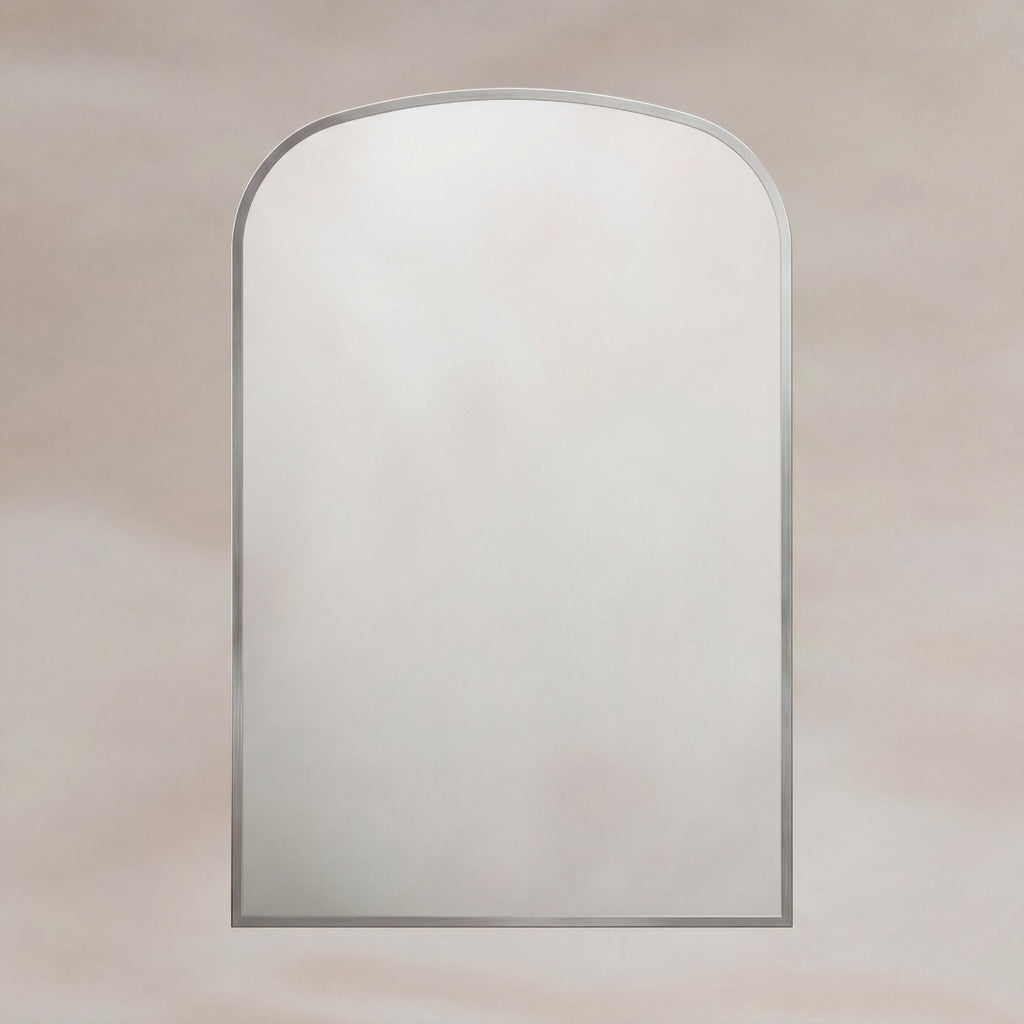 Delphine Overmantel Arch Mirror 60x90cm - Brushed Nickel