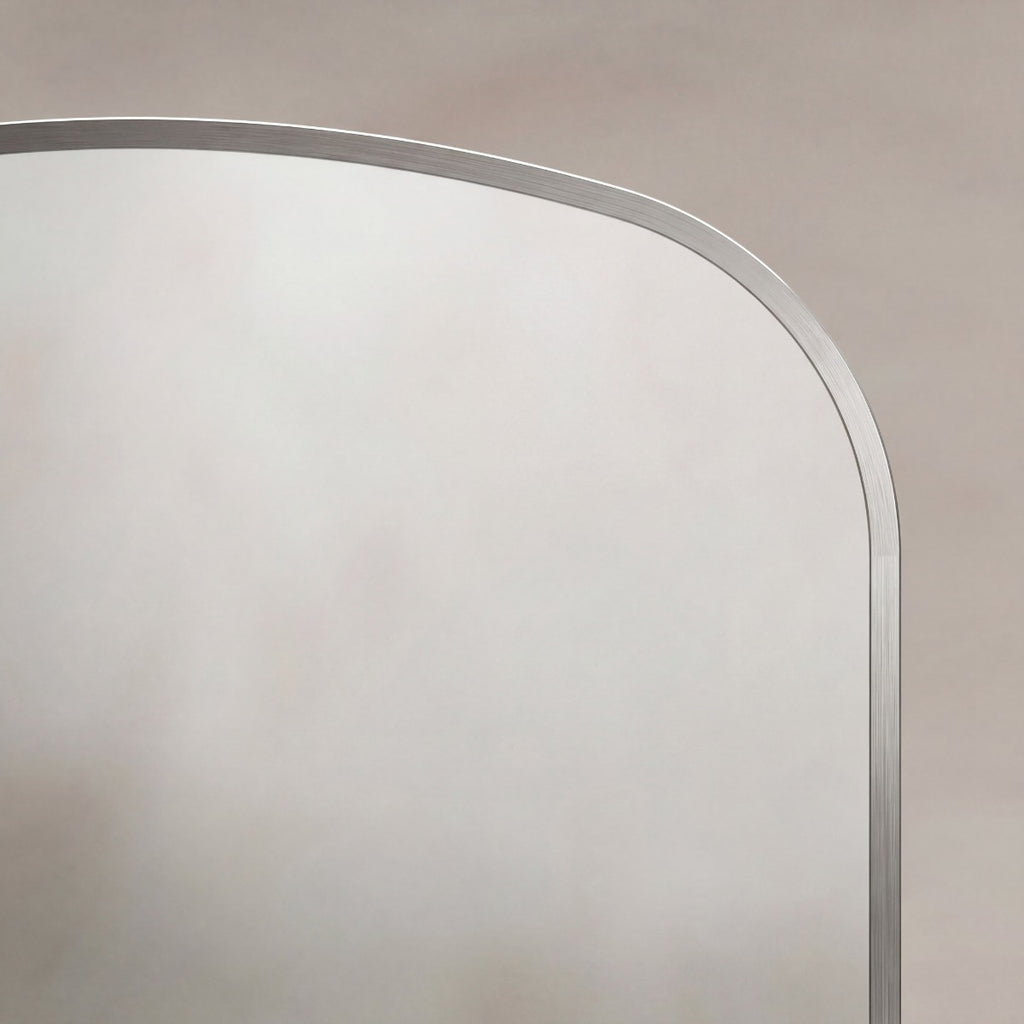 Delphine Overmantel Arch Mirror 60x90cm - Brushed Nickel