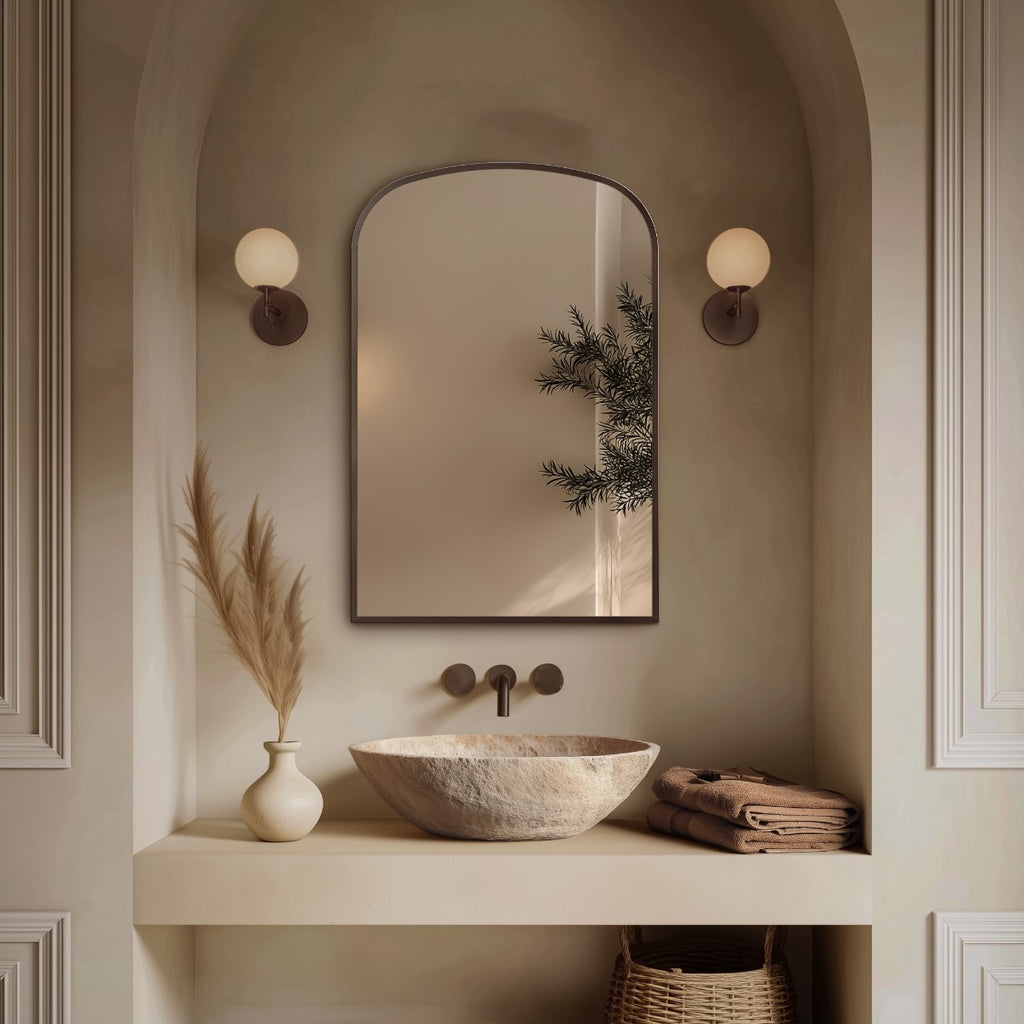 Delphine Overmantel Arch Mirror 60x90cm - Brushed Bronze