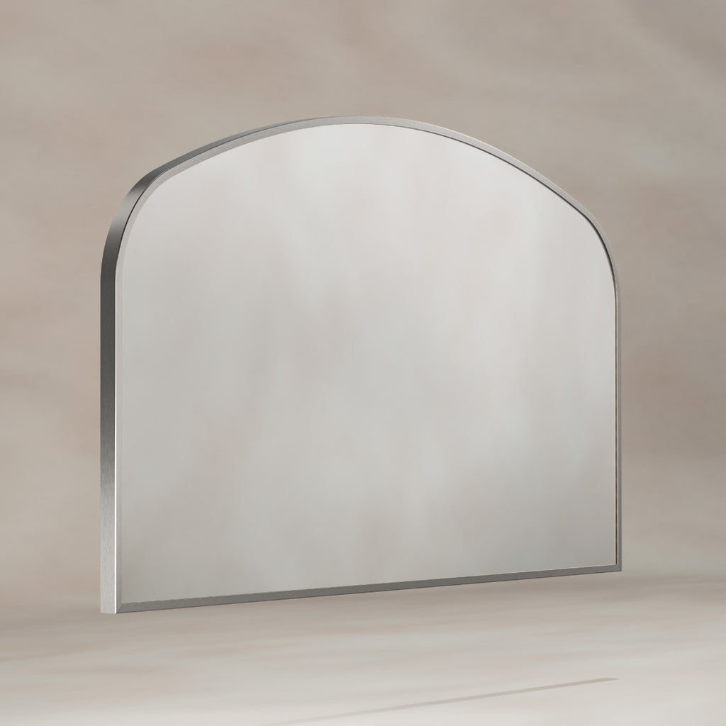 Delphine Overmantel Arch Mirror 120x70cm - Brushed Nickel