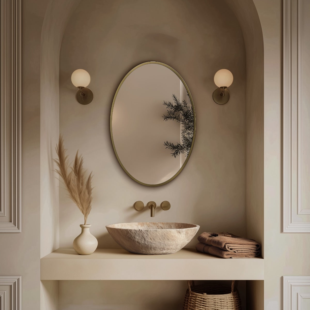 Delphine Oval Mirror 55x80cm - Brushed Brass