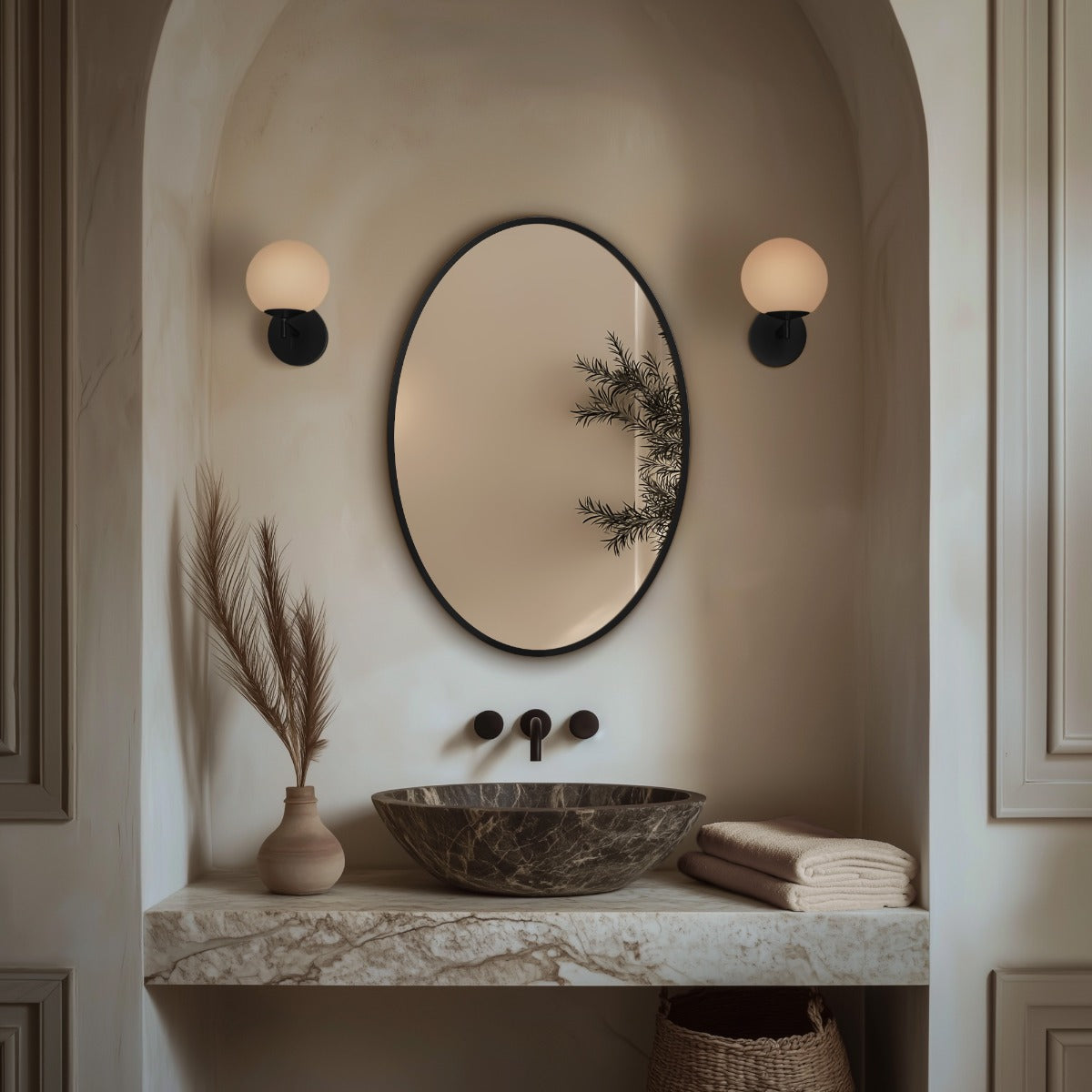 Delphine Oval Mirror 55x80cm - Black