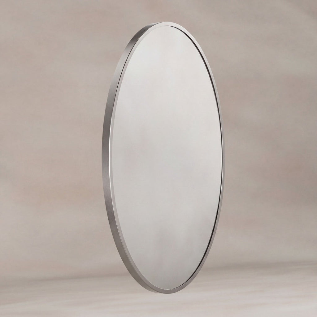 Delphine Oval Mirror 55x80cm - Brushed Nickel