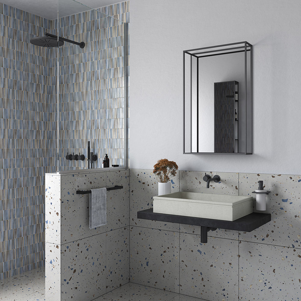 Docklands Mirror With Shelf 50 Black - 50x80cm