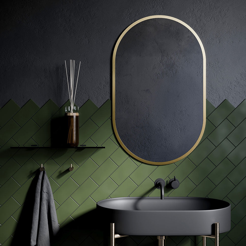 Docklands Capsule Mirror 50 Brushed Brass - 50x80cm