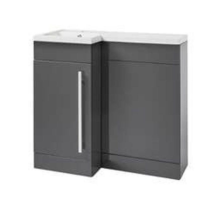 Duet 900mm L-Shaped Furniture Pack – Storm grey gloss