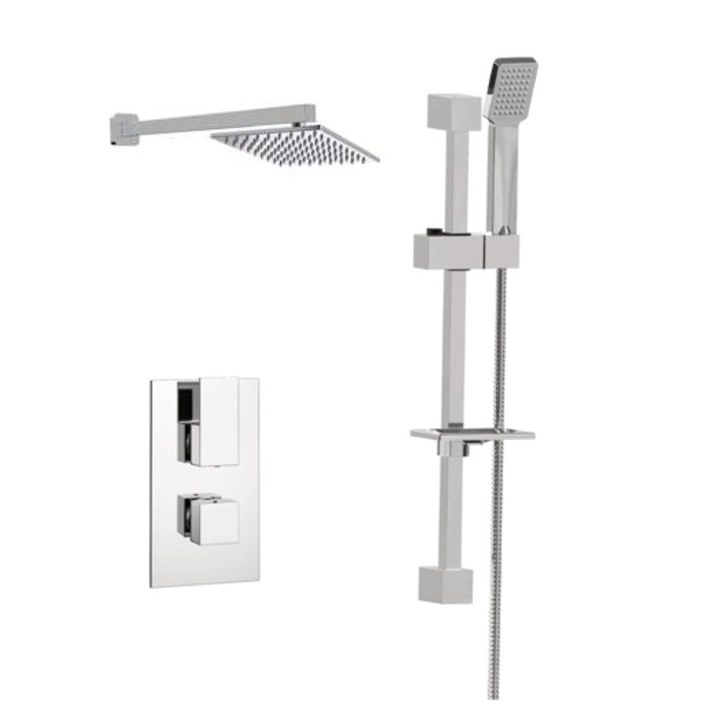 Elementa Thermostatic Shower Sets & Valves, Concealed valve with slide rail kit and overhead drencher