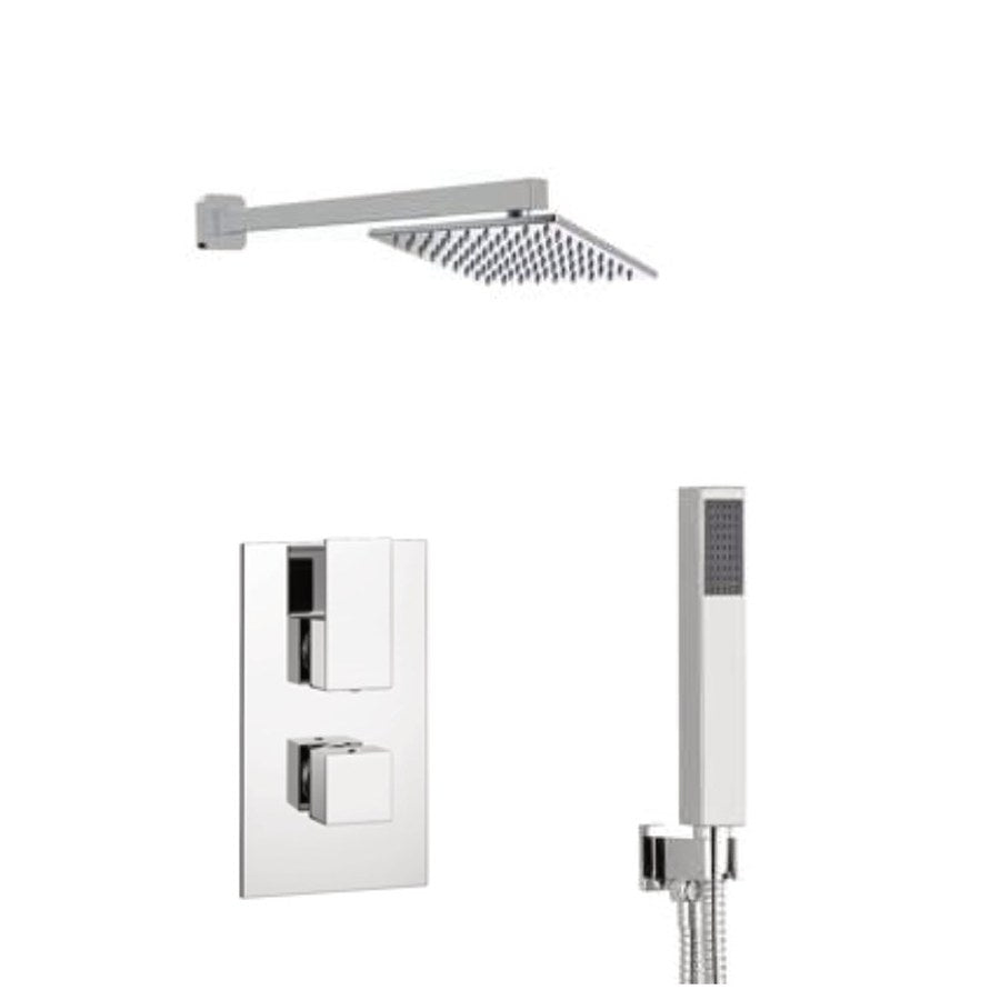 Elementa Thermostatic Shower Sets & Valves, Concealed valve with overhead drencher and separate handshower