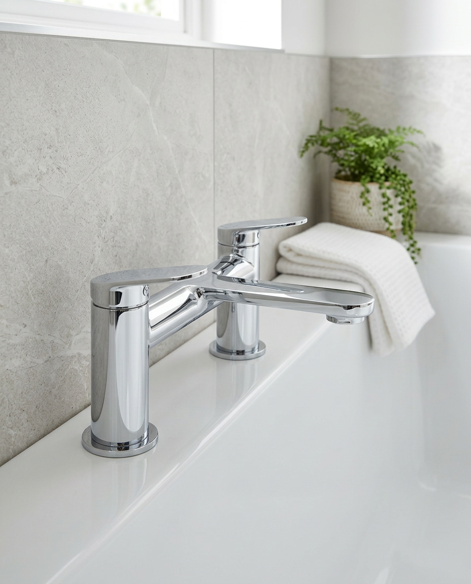 Elio Bath Filler in a bright modern bathroom