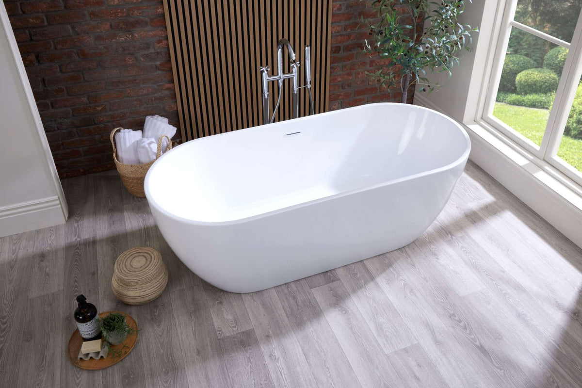 Eliza freestanding bath in a bright bathroom