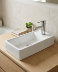 Evola 500 Sit-On Basin in a bright modern bathroom