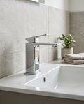 Ferra Mono Basin Mixer in a bright modern bathroom