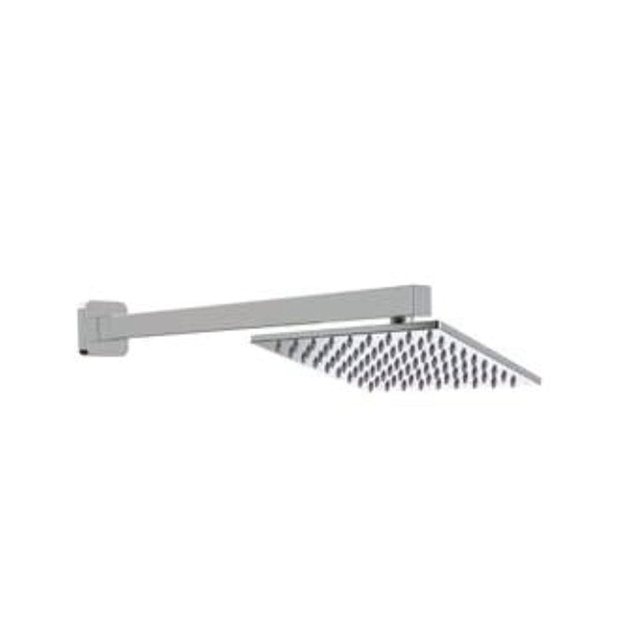 Fixed Overhead Shower Drenchers, Square 200mm brass head with wall arm