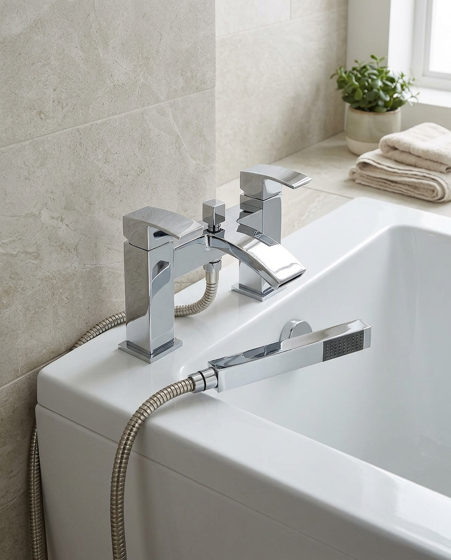 Florin Bath Shower Mixer in a bright modern bathroom