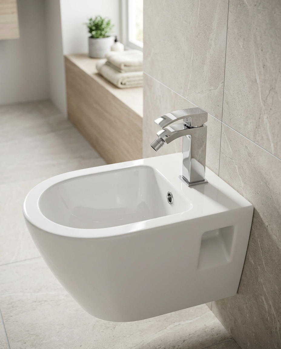 Florin Mono Bidet Mixer in a bright modern bathroom