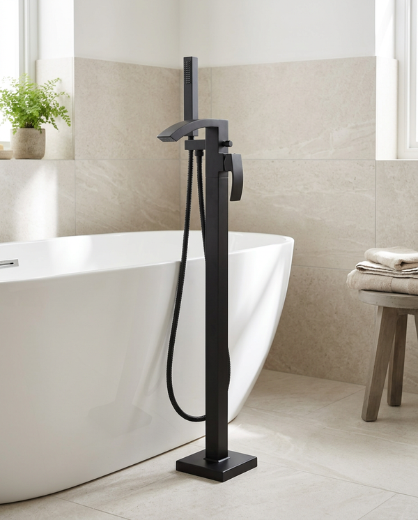 Fumo Matt Black Freestanding Bath Shower Mixer