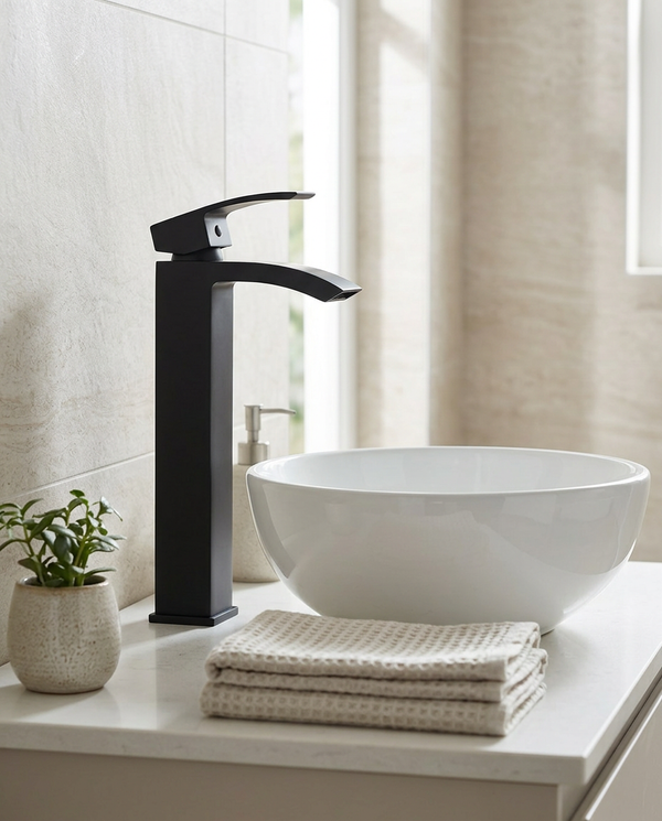 Fumo Matt Black Hi-Rise Mono Basin Mixer