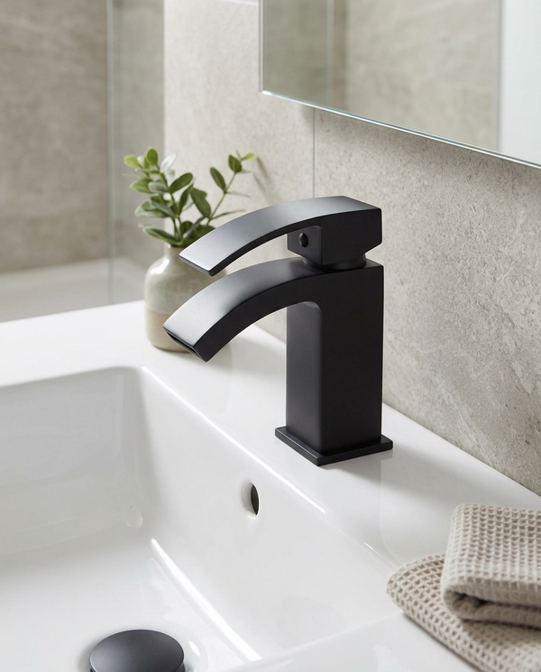 Fumo Matt Black Mono Basin Mixer