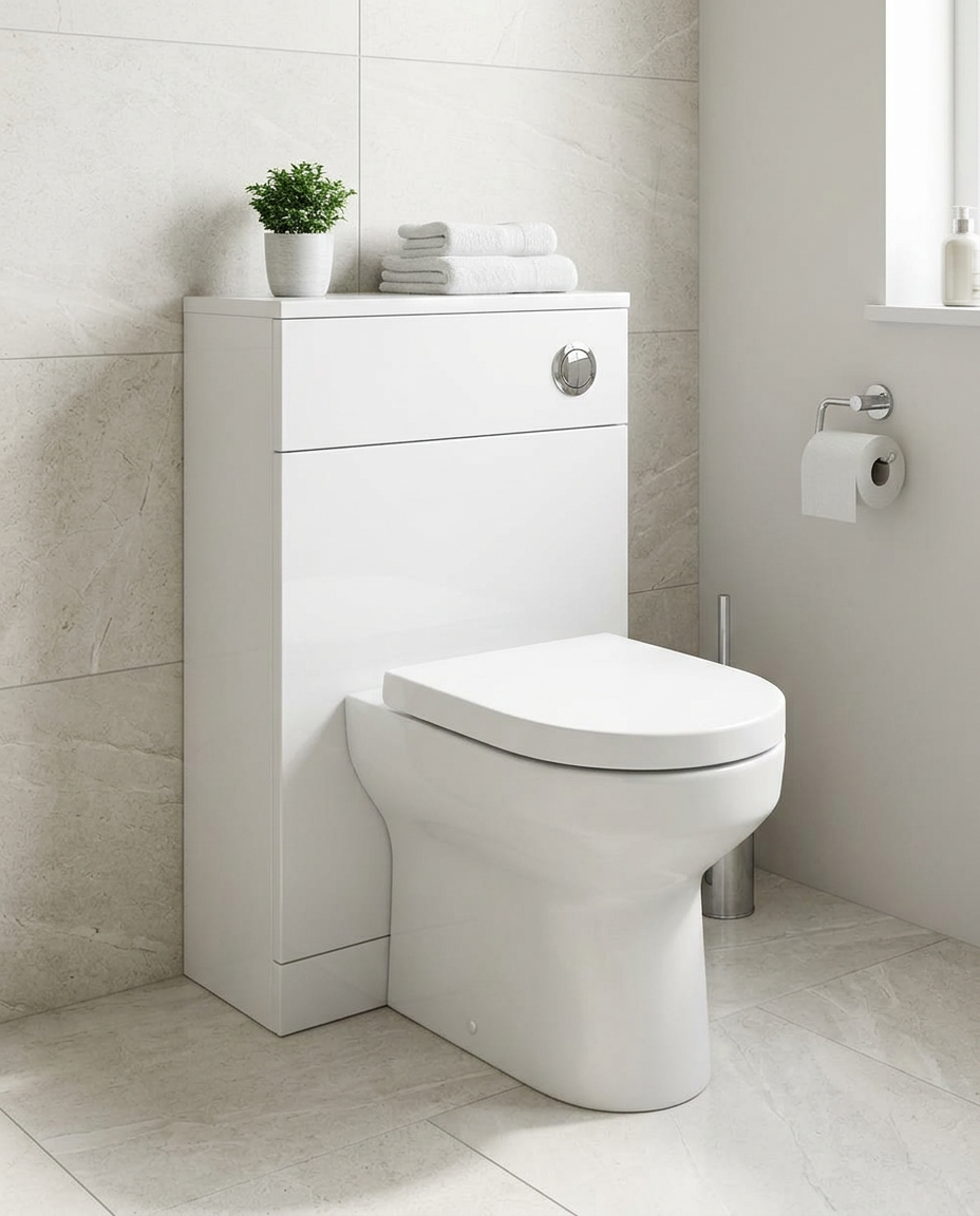 Gemma Back to Wall Toilet in a bright modern bathroom