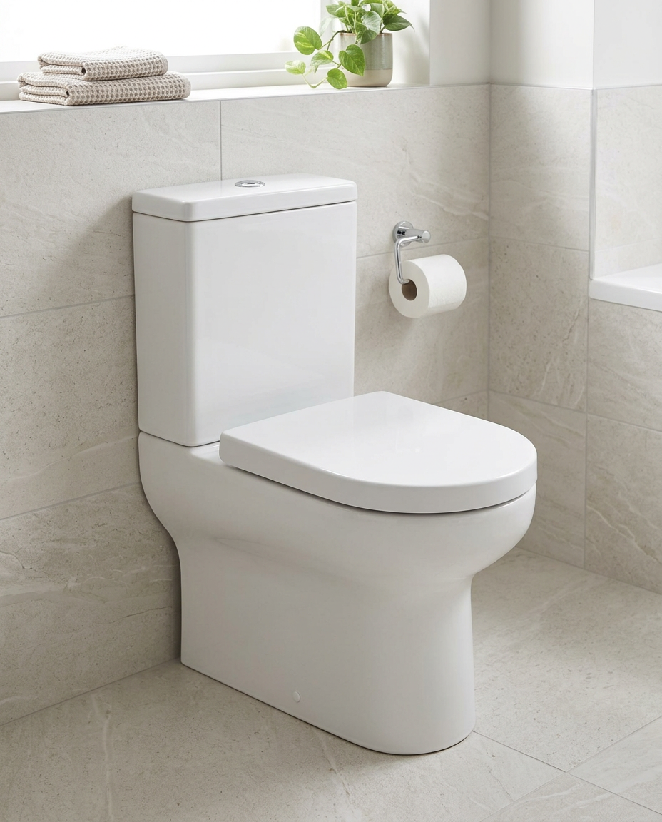 Gemma Close Coupled Toilet in a bright modern bathroom