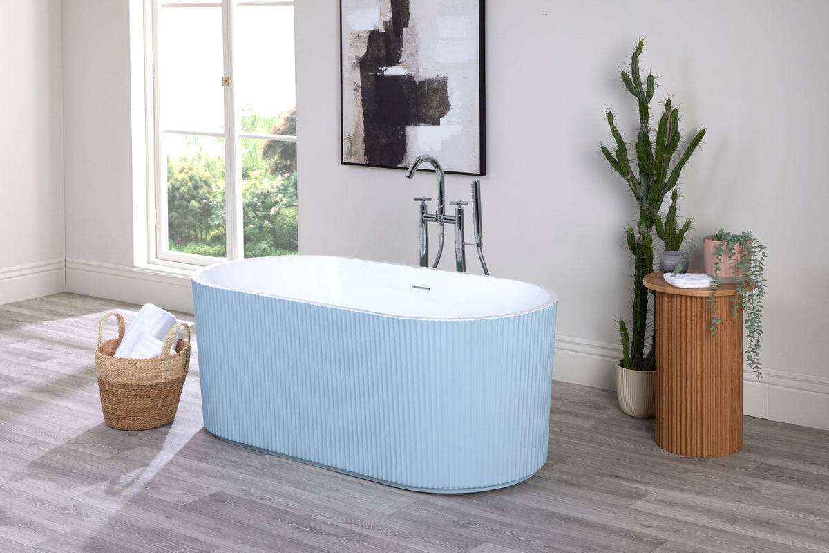 Ginette fluted freestanding bath painted Farrow & Ball Blue Ground (painting available to order)