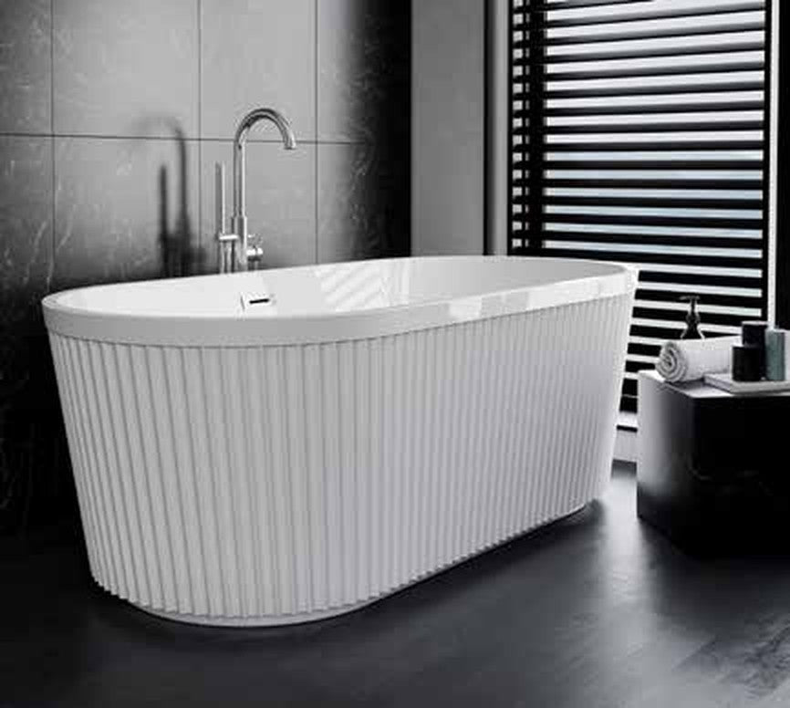 Grova fluted freestanding bath in a bathroom setting