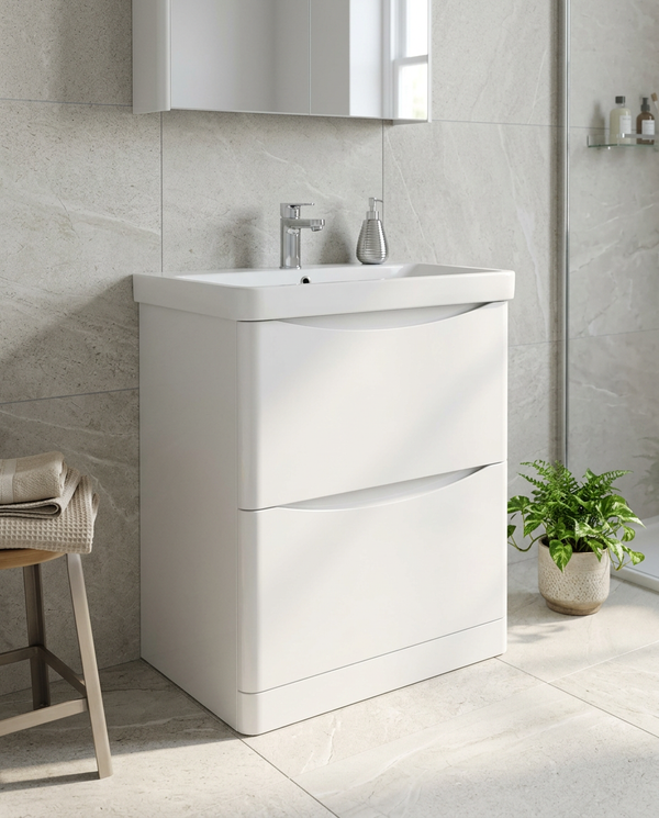 Halden 500mm Floor Standing Vanity Unit & Basin, 2 Drawers