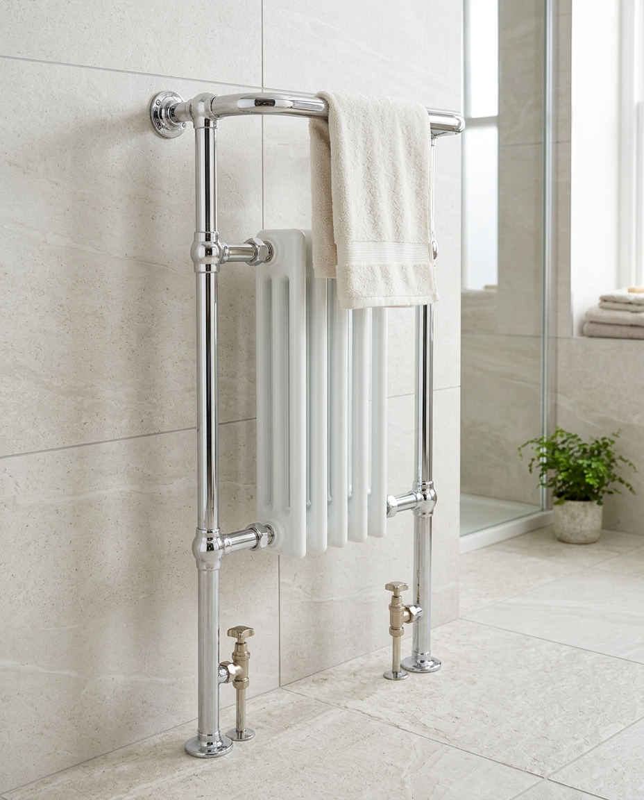Hampstead Traditional Towel Radiator in a bright modern bathroom