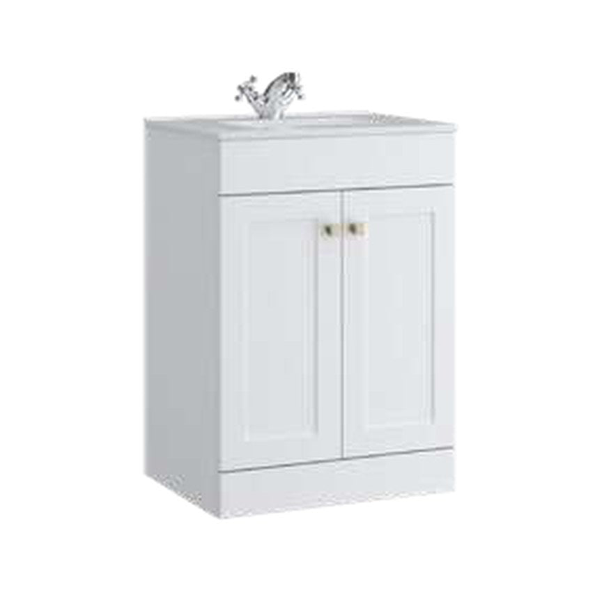 Haven 500mm Floor Standing Vanity Unit & Basin, 2 Doors – Matt white