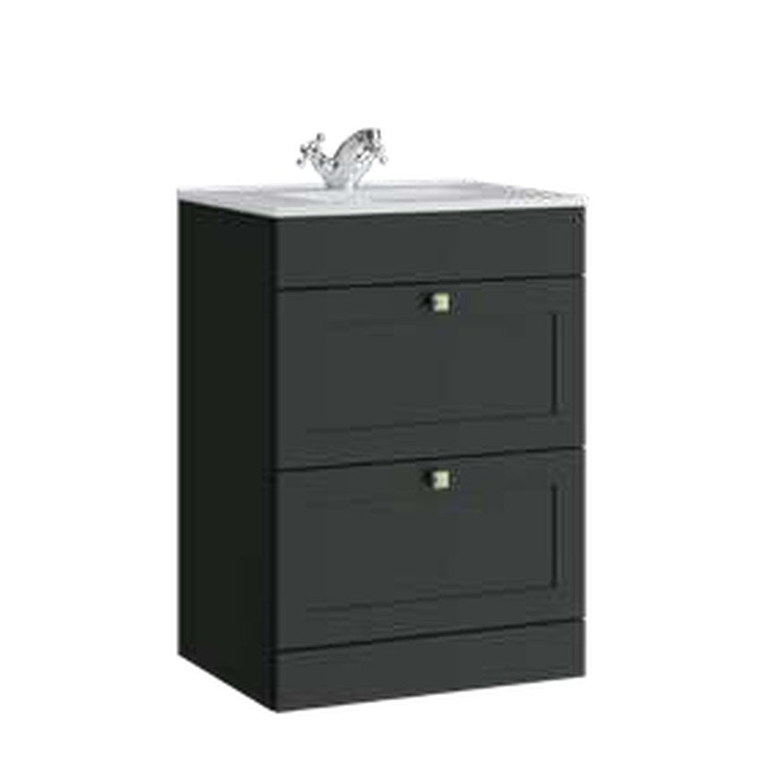 Haven 600mm Floor Standing Vanity Unit & Basin, 2 Drawers – Anthracite