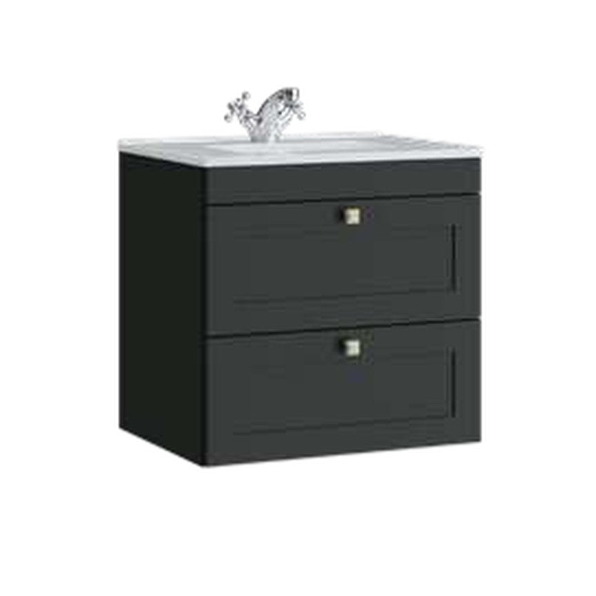 Haven 600mm Wall Hung Vanity Unit & Basin, 2 Drawers – Anthracite