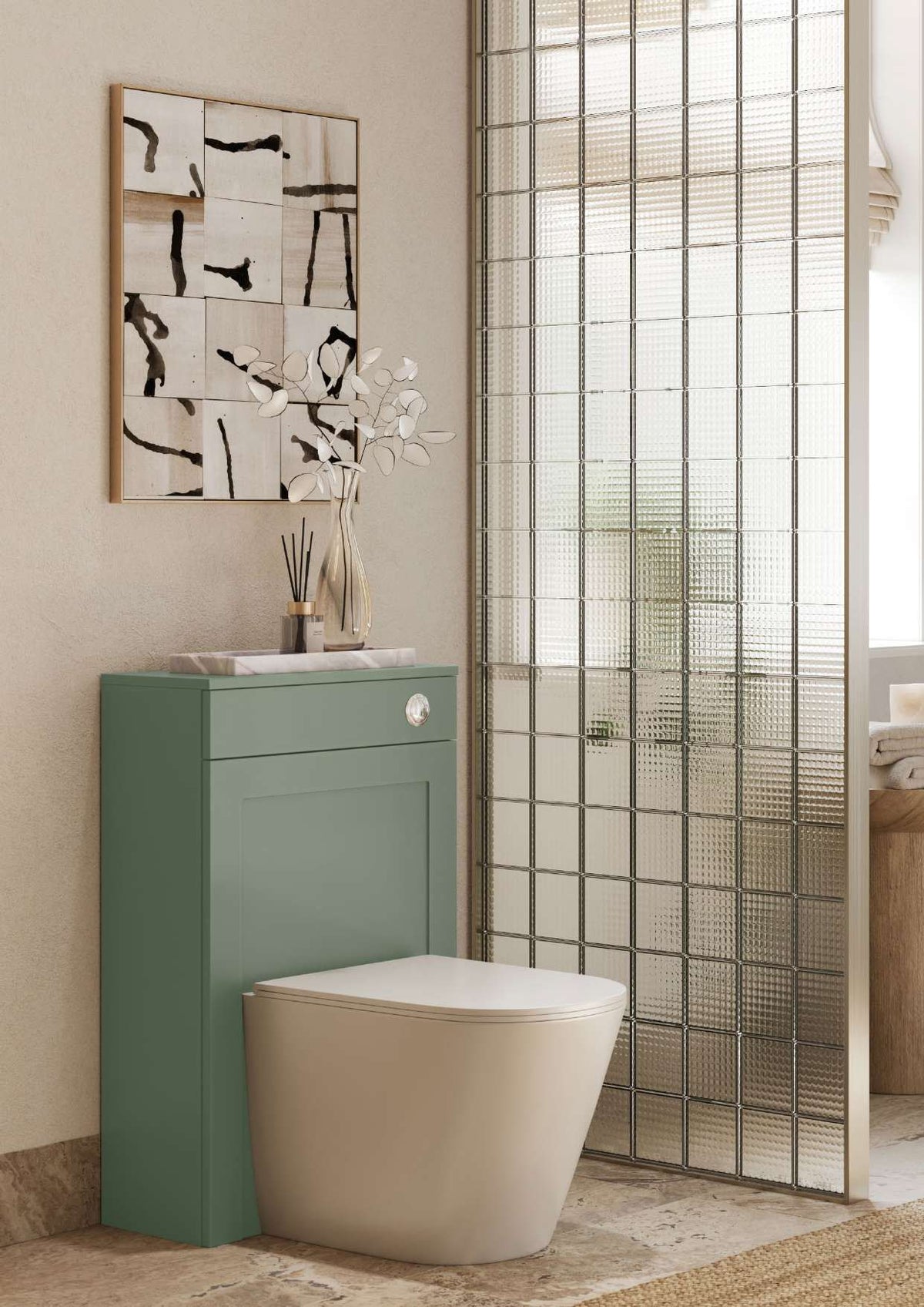 Haven Wall Mounted Tall Unit in a bathroom setting