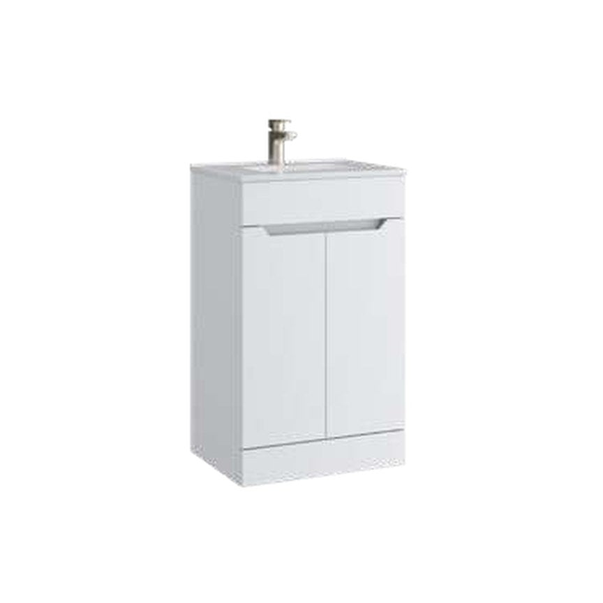 Hoxton 500mm Floor Standing Vanity Unit & Basin, 2 Doors – Matt white
