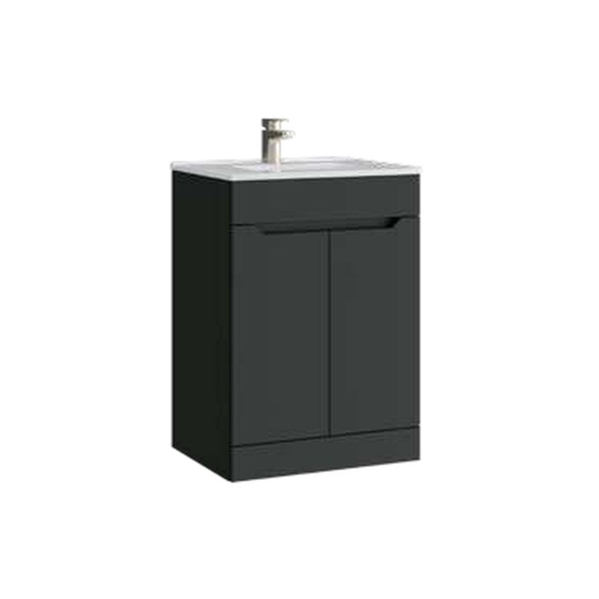 Hoxton 500mm Floor Standing Vanity Unit & Basin, 2 Doors – Matt anthracite