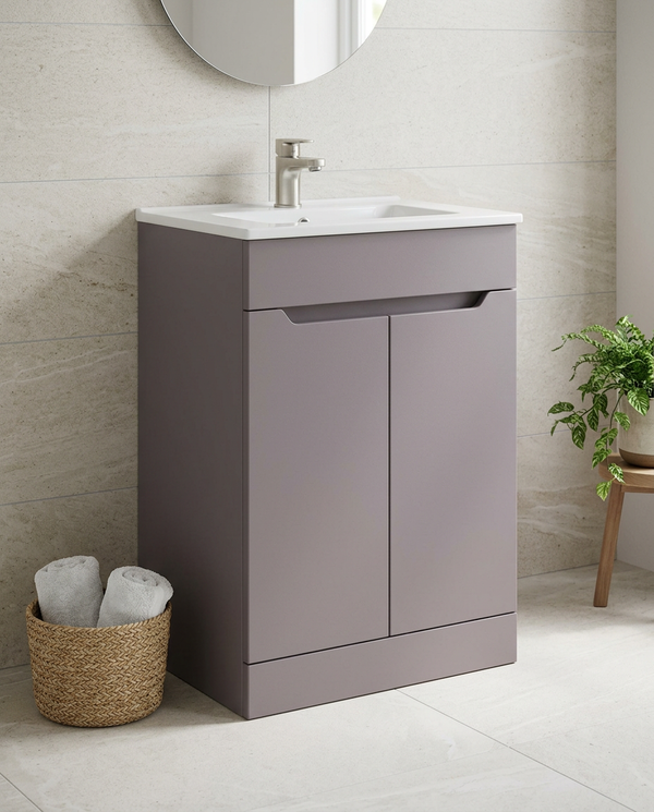 Hoxton 500mm Floor Standing Vanity Unit & Basin, 2 Doors